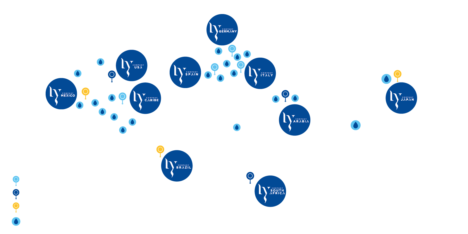 Carte des usines et delegations de Lu Company dans le monde